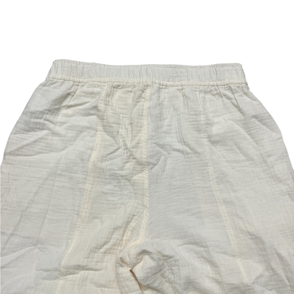 Madewell Cream Textured Pants wide leg Large - Picture 9 of 11